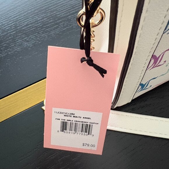 Juicy Couture NWT White Logo Handbag Bow Detail Gold Hardware Crossbody - Picture 8 of 8